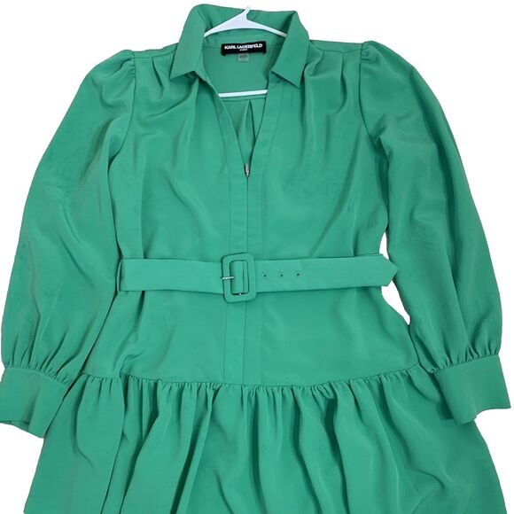 Karl Lagerfeld Paris Dress Belted Front Zip Above Knee Career Office New w/o Tag - Picture 4 of 9